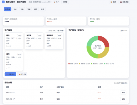 我的记账本v1.0，html记账工具