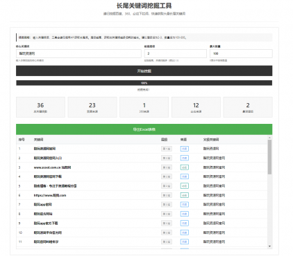 SEO关键词长尾词优化工具网页源码