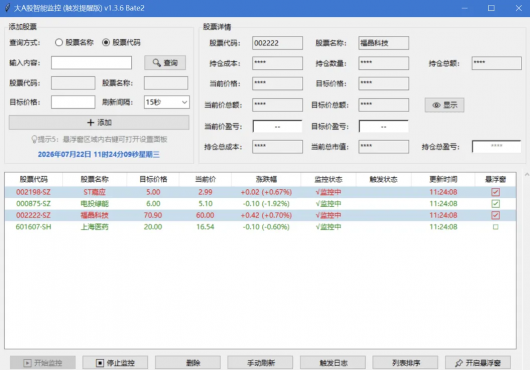 A股智能监控(适合打工人盯盘）